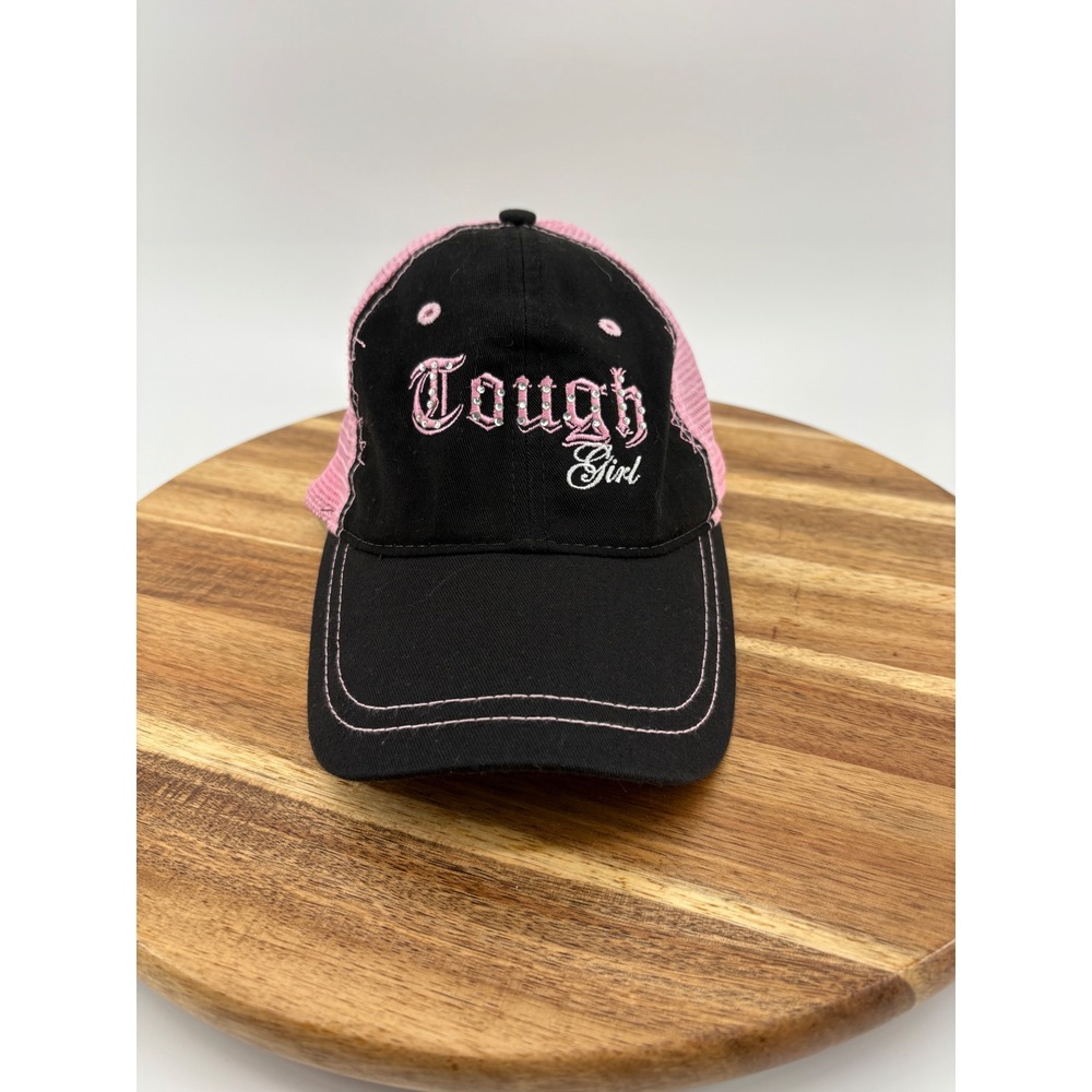 CAT Tough Girl Black Pink Embroidered Trucker Hat Cap